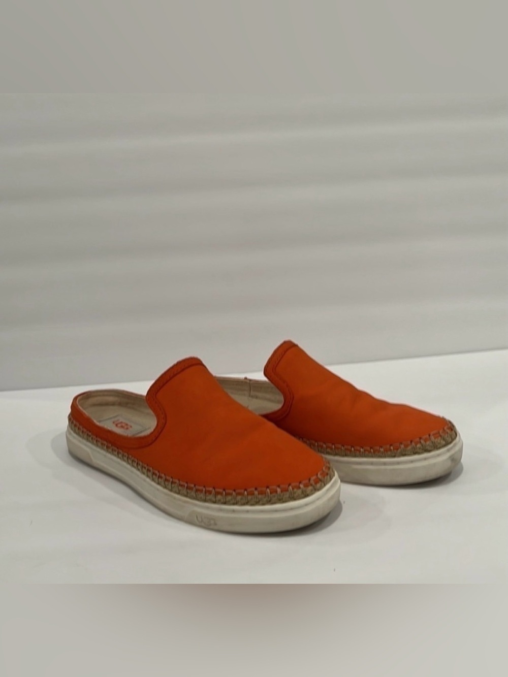 UGG Caleel slide mule sneakers slip-on orange leather espadrille shoe leather 8